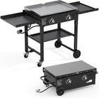 2 & 3 BURNER PORTABLE PROPANE FLAT TOP GRIDDLE – 20,000–45,000 BTU OUTDOOR GRIDDLE WITH SIDE SHELVES & CART