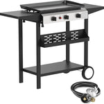 2 & 3 Burner Portable Propane Flat Top Griddle with Side Shelves & Cart