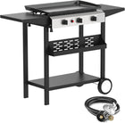 2 & 3 BURNER PORTABLE PROPANE FLAT TOP GRIDDLE – 20,000–45,000 BTU OUTDOOR GRIDDLE WITH SIDE SHELVES & CART