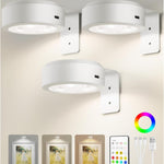Rechargeable Picture Lights for Wall, 3-Pack — Round or Rectangular