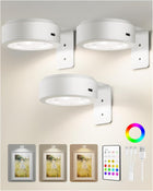 Rechargeable Picture Lights for Wall, 3-Pack — Round or Rectangular