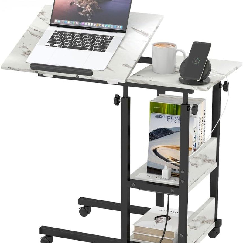 Adjustable Height C Table – C-Shaped End Table with Charging Station
