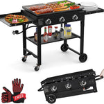 2 & 3 Burner Portable Propane Flat Top Griddle with Side Shelves & Cart