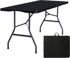 6 FT FOLDING CAMPING TABLE – PORTABLE INDOOR OUTDOOR TABLE WITH WATERPROOF HDPE TOP & CARRY HANDLE