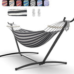 Double Hammock with Stand – Portable, Adjustable, 600 lb Capacity, Indoor & Outdoor