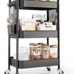 3-Tier Metal Rolling Cart – Foldable or Fixed Pegboard Styles