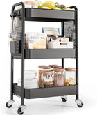 3-Tier Metal Rolling Cart – Foldable or Fixed Pegboard Styles