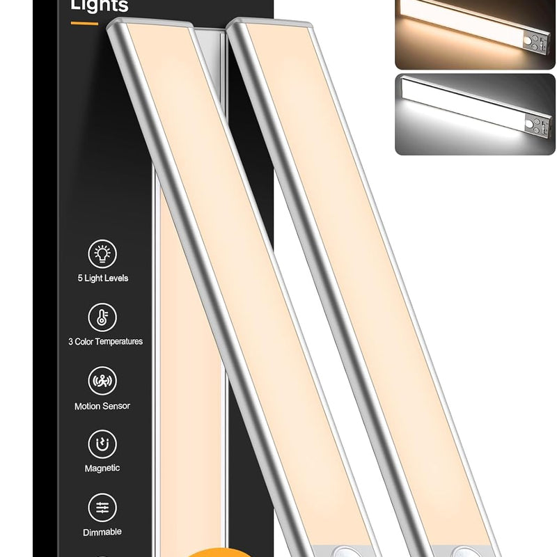 Rechargeable Under Cabinet Lights with Motion Sensor, 2-Pack