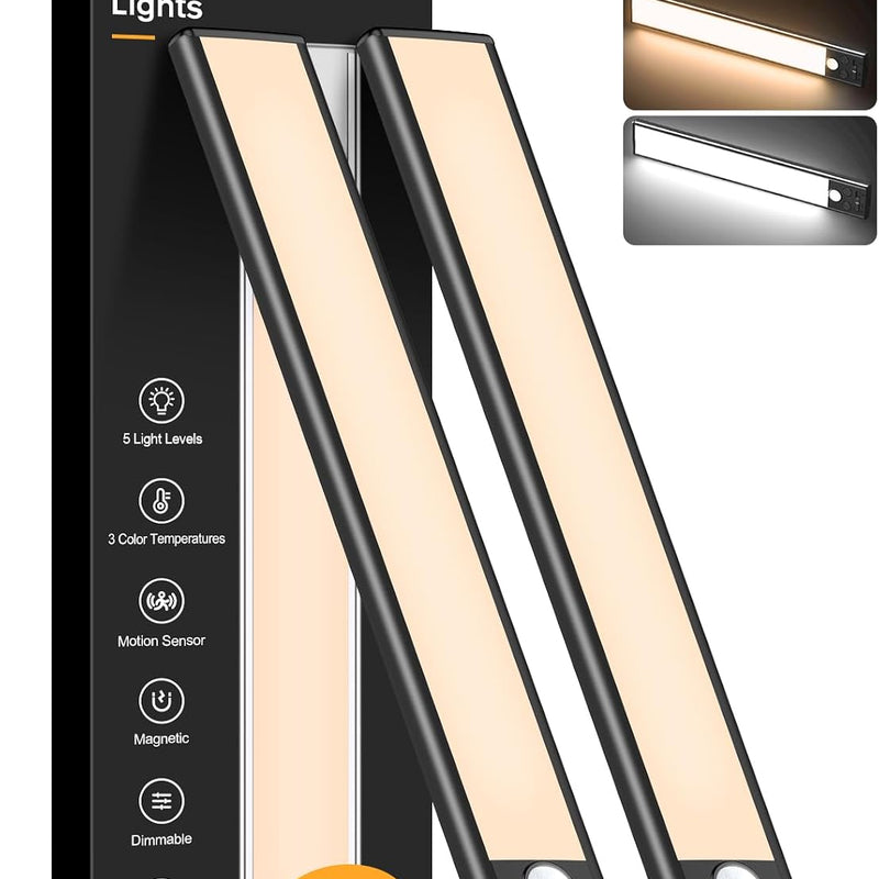 Rechargeable Under Cabinet Lights with Motion Sensor, 2-Pack