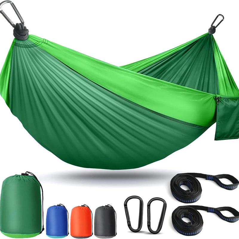 Portable Camping Hammock with Tree Straps – Lightweight Nylon Travel Hammock