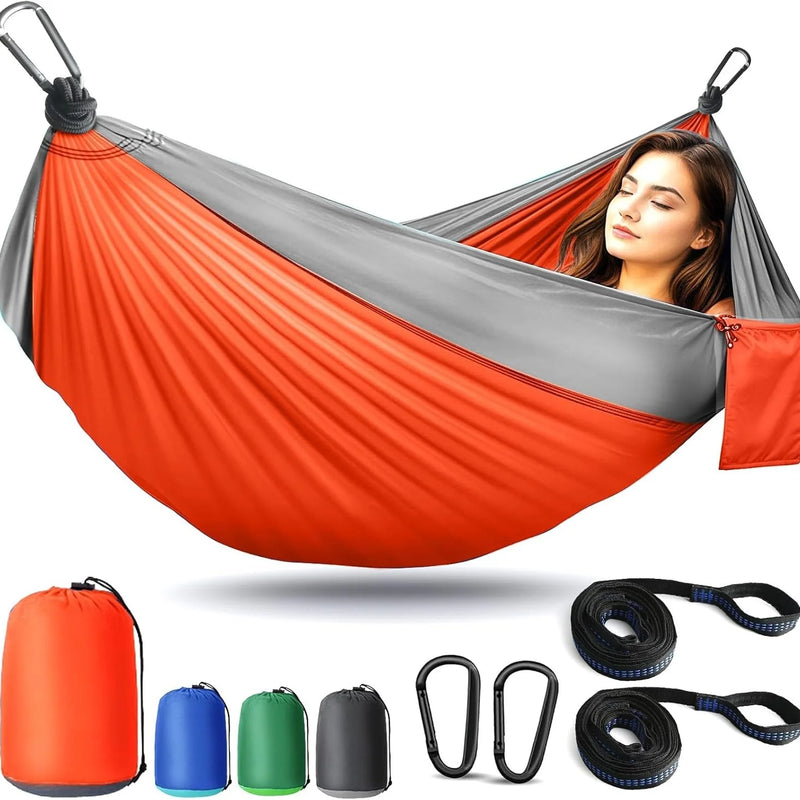Portable Camping Hammock with Tree Straps – Lightweight Nylon Travel Hammock
