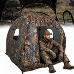 Hunting Blind with Floor Mat, 360 Degree See Through Ground Blind with Carrying Bag, 2/3/4 Person Pop Up Camouflage Tent Portable Concealed Shelter