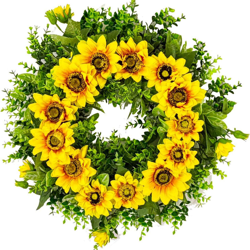 SUNFLOWER WREATH FOR FRONT DOOR – SUMMER FLORAL PORCH DÉCOR