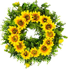 SUNFLOWER WREATH FOR FRONT DOOR – SUMMER FLORAL PORCH DÉCOR