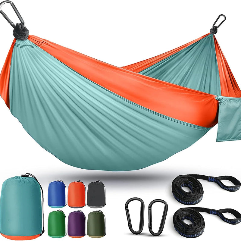 Portable Camping Hammock with Tree Straps – Lightweight Nylon Travel Hammock