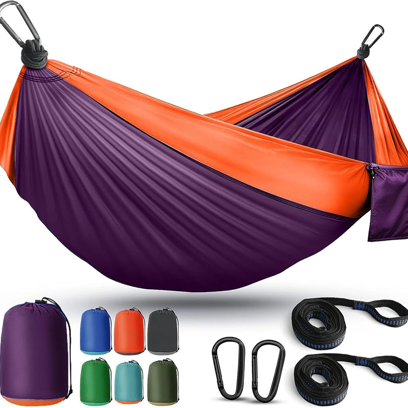Portable Camping Hammock with Tree Straps – Lightweight Nylon Travel Hammock