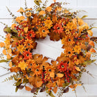 Fall Wreaths for Front Door - Autumn Wreath with Pumpkins, Sunflowers, Maple Leaves, Berries & Pine Cones for Outdoor Indoor Farmhouse Thanksgiving Decor