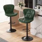 COUNTER BAR STOOLS SET OF 2 – ADJUSTABLE SWIVEL FAUX LEATHER SEATS