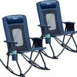 High Back Folding Rocking Camping Chair – Oversized Portable Outdoor Rocker with Cup Holder, Carry Bag & Heavy-Duty Steel Frame