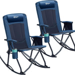 High Back Folding Rocking Camping Chair – Oversized Portable Outdoor Rocker with Cup Holder, Carry Bag & Heavy-Duty Steel Frame