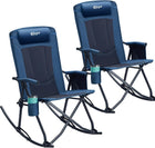 High Back Folding Rocking Camping Chair – Oversized Portable Outdoor Rocker with Cup Holder, Carry Bag & Heavy-Duty Steel Frame