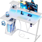 L-SHAPED GAMING DESK – LED LIGHTS & POWER OUTLETS