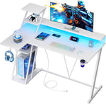 L-SHAPED GAMING DESK – LED LIGHTS & POWER OUTLETS - Media 1