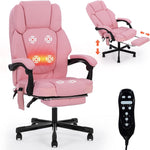 Executive Massage Office Chair with Heated Lumbar, Reclining Backrest & Extendable Footrest