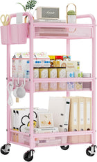 3-TIER ROLLING CART – METAL ORGANIZER WITH LOCKABLE WHEELS
