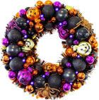 HALLOWEEN WREATH WITH LIGHTS FOR FRONT DOOR – PRE-LIT PUMPKIN, WITCH & GOTHIC PORCH DÉCOR