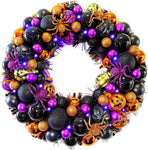 HALLOWEEN WREATH WITH LIGHTS FOR FRONT DOOR – PRE-LIT PUMPKIN, WITCH & GOTHIC PORCH DÉCOR - Media 1
