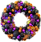 HALLOWEEN WREATH WITH LIGHTS FOR FRONT DOOR – PRE-LIT PUMPKIN, WITCH & GOTHIC PORCH DÉCOR
