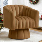 Swivel Accent Chair, Barrel Chair 360° Swivel, Velvet Round Armchair, Mid-Century Modern Chair for Living Room, Bedroom, Lounge