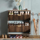 Folding Shoe Cabinet, Foldable Collapsible Shoe Rack Organizer with Doors, Freestanding Shoe Storage Cabinet for Hallway, Closet, Living Room