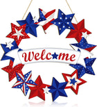 Patriotic Americana Wreath for Front Door – 4th of July Red White Blue Wreath, Independence Day Memorial Day Summer Wall Porch Decor