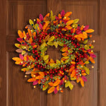 22-Inch Artificial Fall Wreath for Front Door – Berry, Pumpkin & Floral Styles