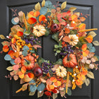 Fall Wreaths for Front Door - Autumn Wreath with Pumpkins, Sunflowers, Maple Leaves, Berries & Pine Cones for Outdoor Indoor Farmhouse Thanksgiving Decor