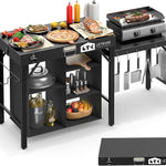 Camping Portable Cook Station/Kitchen Table, Folding Outdoor Cooking Table with Storage