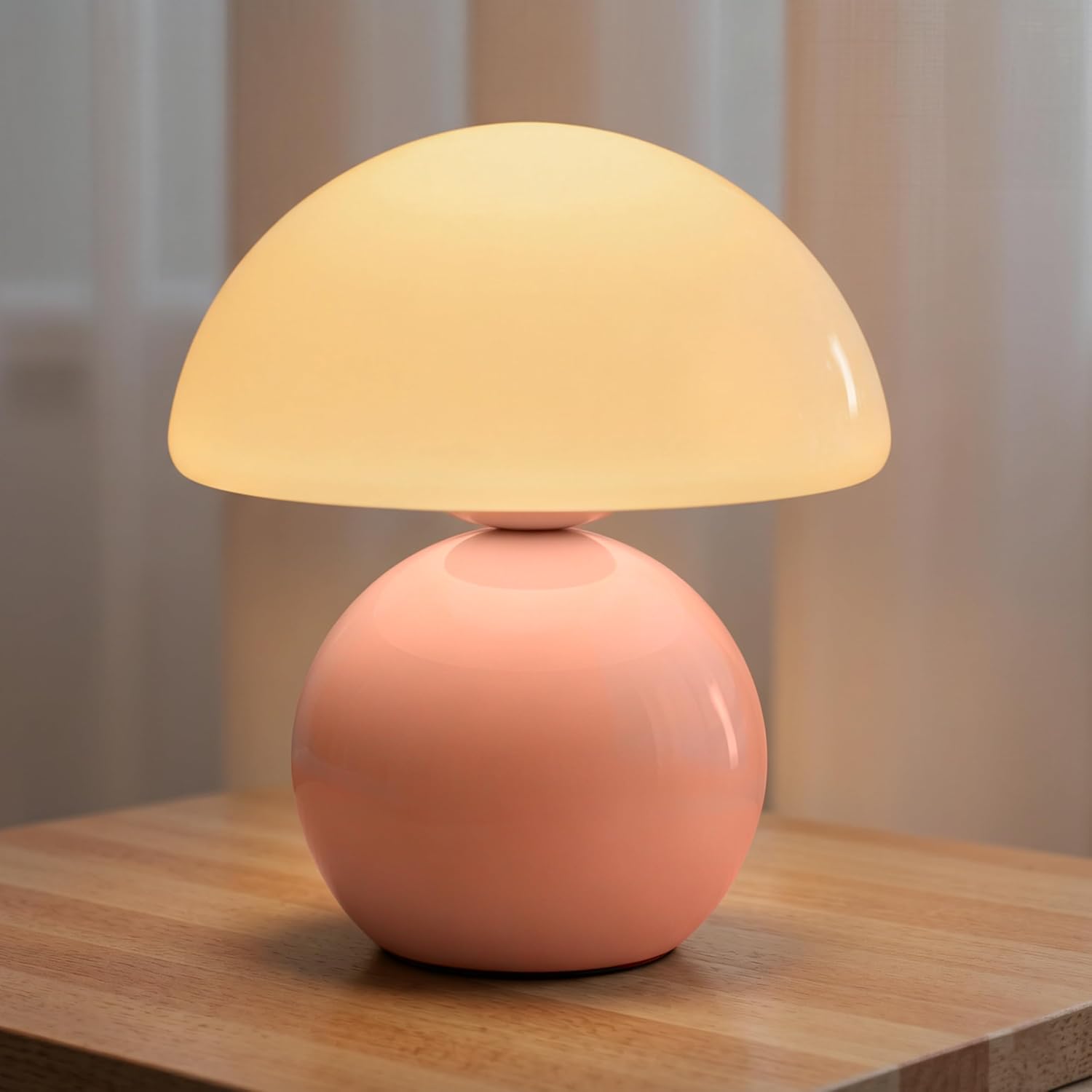MUSHROOM LAMP – CORDLESS, RECHARGEABLE & TOUCH-DIMMABLE - Pink Rechargeable Mushroom Table Lamp