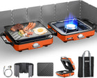 PORTABLE PROPANE CAMPING STOVE – 2 & 3 BURNER OUTDOOR STOVE WITH GRILL & WIND PROTECTION