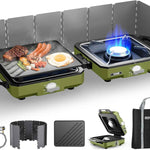 PORTABLE PROPANE CAMPING STOVE – 2 & 3 BURNER OUTDOOR STOVE WITH GRILL & WIND PROTECTION