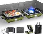 PORTABLE PROPANE CAMPING STOVE – 2 & 3 BURNER OUTDOOR STOVE WITH GRILL & WIND PROTECTION