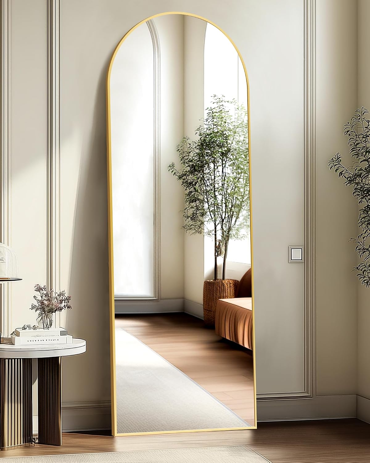 FULL LENGTH MIRROR – ARCHED STANDING & WALL-MOUNT DESIGN - Gold 56" Arched Full-Length Mirror