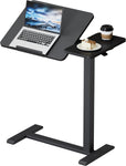 Adjustable overbed table with wheels in black walnut finish - side view - Tilt Black 15.7" x 27.6" x 43.3"