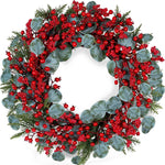 CHRISTMAS BERRY WREATH FOR FRONT DOOR – WINTER PINE HOLIDAY DÉCOR
