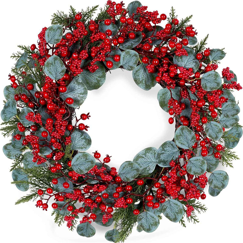 CHRISTMAS BERRY WREATH FOR FRONT DOOR – WINTER PINE HOLIDAY DÉCOR