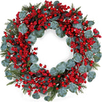 CHRISTMAS BERRY WREATH FOR FRONT DOOR – WINTER PINE HOLIDAY DÉCOR - Media 1