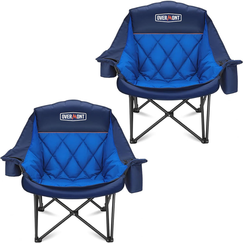 Oversized Camping Chairs 2 Pack – Extra-Large Folding Outdoor Chairs, Padded