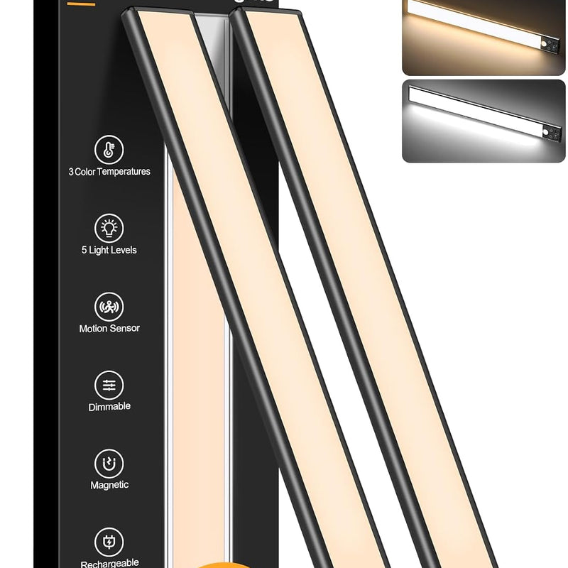 Rechargeable Under Cabinet Lights with Motion Sensor, 2-Pack