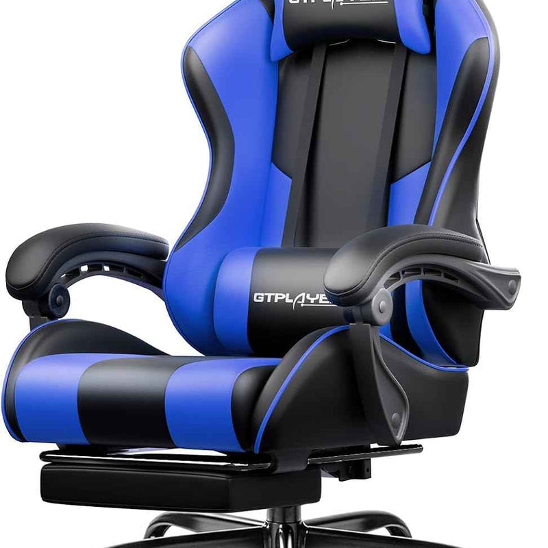 GAMING CHAIR WITH FOOTREST – LUMBAR SUPPORT & 360° SWIVEL